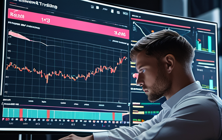 AI robot analyzing stock market data with charts and graphs, emphasizing time-saving and objective investment, futuristic interface, diverse asset allocation, 24/7 automated trading, personalized portfolio, digital art style.
